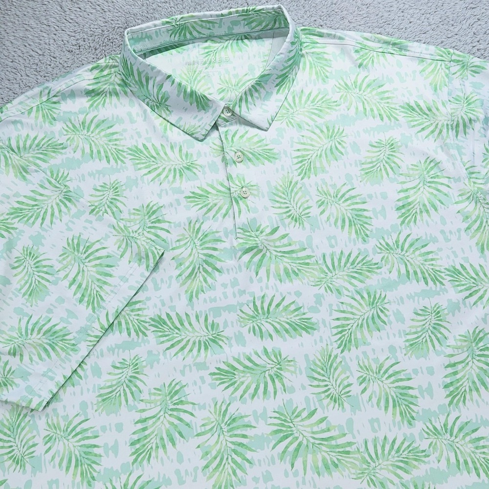 Maelreg Performance Polo Shirt Mens 4XL Green Leaf Tropical Golf Print Stretch